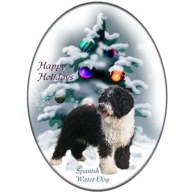 Spanish Water Dog Weihnachtsgeschenke Ornament Fotoskulptur Ornament (Vorne)