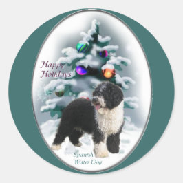 Spanish Water Dog Weihnachtsgeschenke Runder Aufkleber