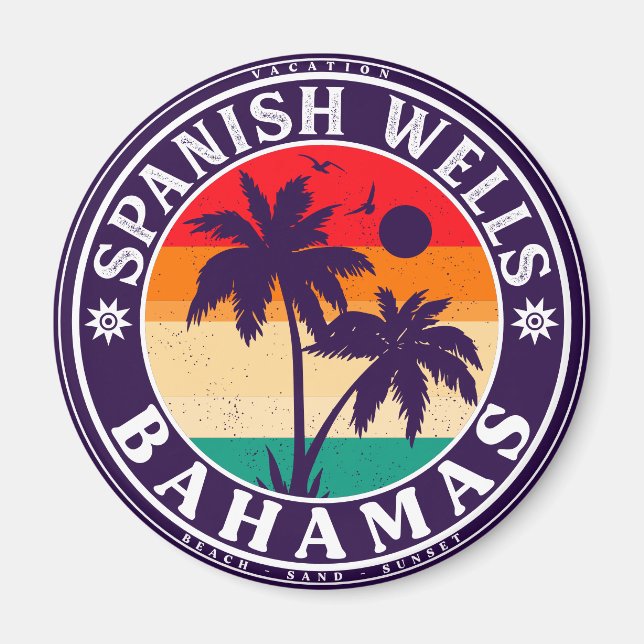 Spanish Wells Island Bahamas Souvenirs 60er Magnet (Vorne)