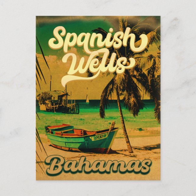 Spanish Wells Island Bahamas Souvenirs 60er Postkarte (Vorderseite)