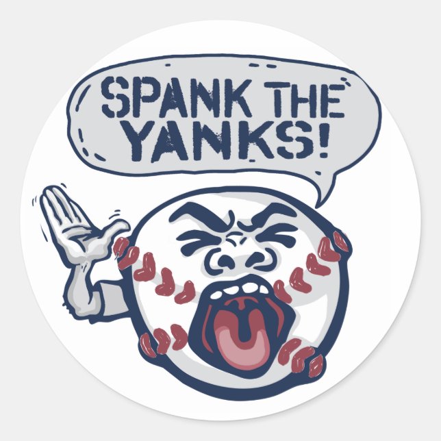 Spank die Yanks in einem ungeahnten Baseball Runder Aufkleber (Vorderseite)