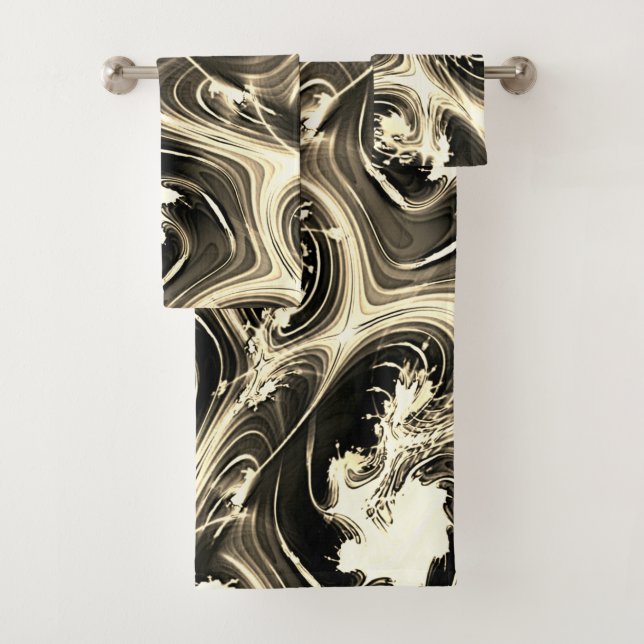 Spannende Fraktal-Verbindung von hellen beigen Str Badhandtuch Set (Insitu)