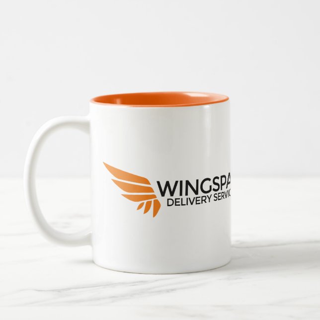 SPANNWEITE Zustelldienst-Logo-Tasse Zweifarbige Tasse (Links)