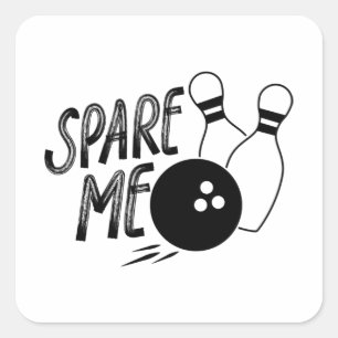 Spare Me Bowling Button Print Quadratischer Aufkleber