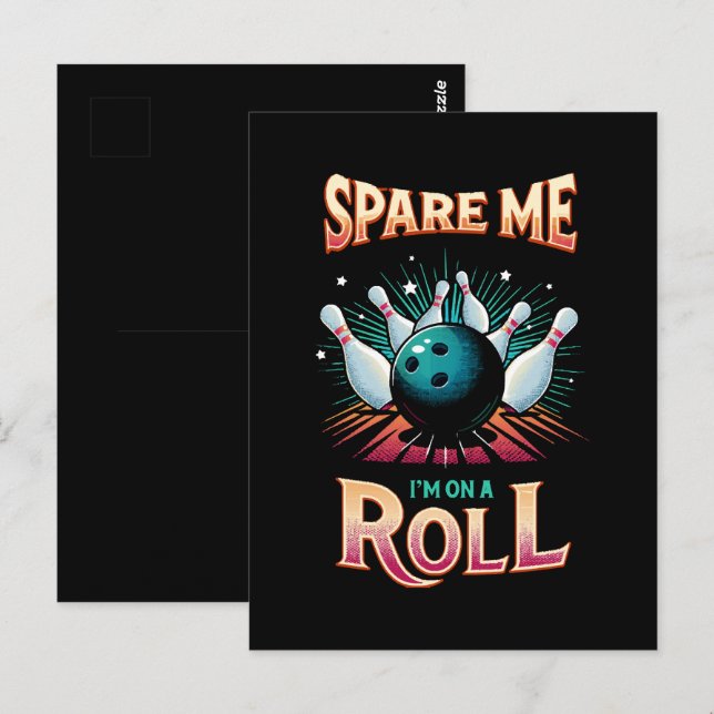 Spare me on a Roll - Bowling Postkarte (Vorne/Hinten)