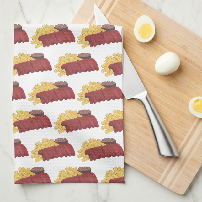 Spare Ribs GRILLEN Barbecue Barbeque Rib Cookoff Geschirrtuch (Viertel Falte)