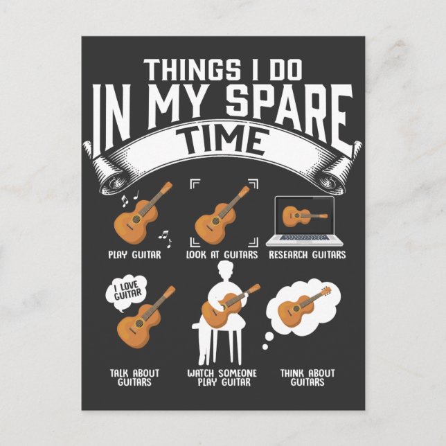 Spare Time Guitar Player Funny Gitarrist Musiker Postkarte (Vorderseite)