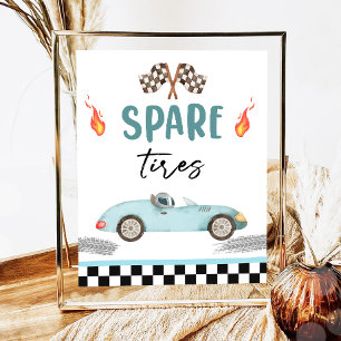 Spare Tires Blue Race Car Zwei Fast Boy Geburtstag Poster