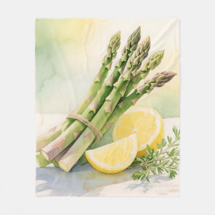 Spargel-Zitronen-Aquarell Fleecedecke