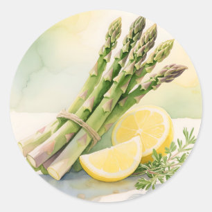 Spargel-Zitronen-Aquarell Runder Aufkleber