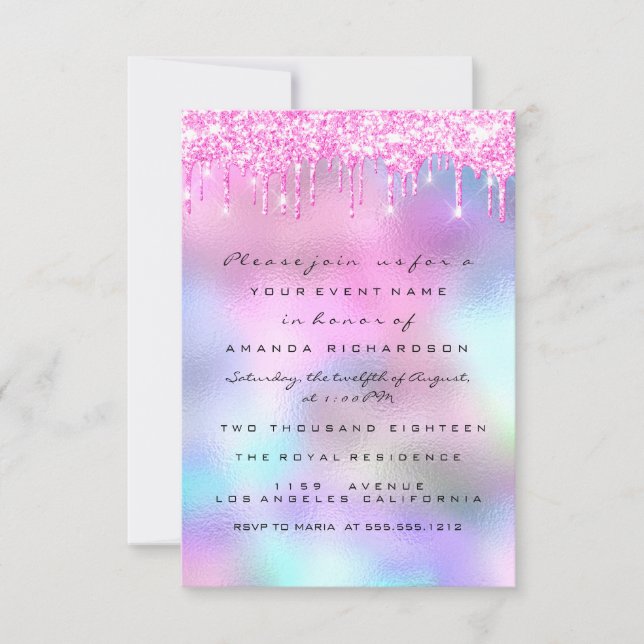 Spark Fuchsia Tropfens Pink Tropfens Bridal Sweet  Einladung (Vorderseite)