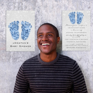 Spark Glitzer Babydusche Feet Blue Silver Park Einladung