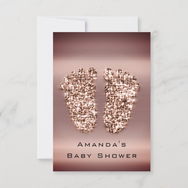 Spark Glitzer Kinderdusche Feet Rose Goldene Haut Einladung (Rückseite)