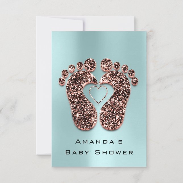 Spark Glitzer Kinderdusche Feet Rose Skinny Blue Einladung (Rückseite)