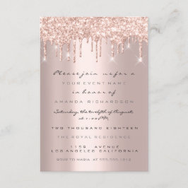 Spark Glitzer Tropfen Rose Brautparty Sweet 16. Einladung