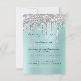 Spark Glitzer Tropfen Silver Aqua Bridal Sweet 16. Einladung