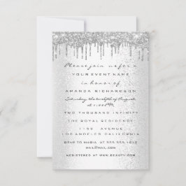 Spark Glitzer Tropfen Silver Gray Bridal Sweet 16. Einladung