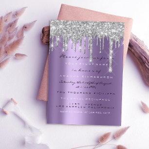 Spark Glitzer Tropfen Silver Lila Gray Bridal 16. Einladung