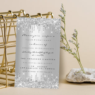 Spark Glitzer Tropfen Silver Lux Bridal Sweet 16. Einladung