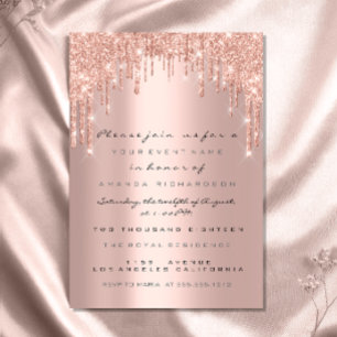 Spark Glitzer Tropfens Rose Lux Bridal Sweet 16. Einladung
