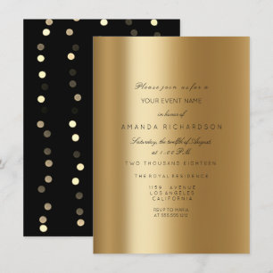 Spark Metallic Gold Black Sepia Formal Confetti Einladung