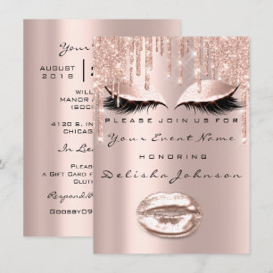 Spark Sweet 16. Tropfen Glitzer Bridal Makeup Einladung