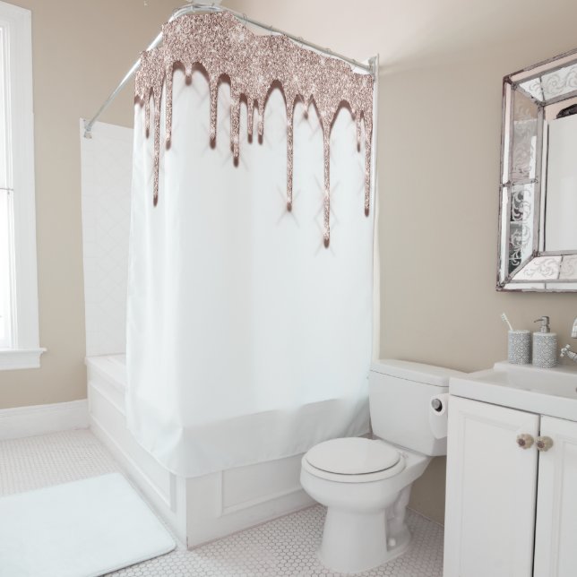 Spark Tropfen Glitzer Rose 3d Effekt. Einzigartige Duschvorhang (Beispiel)