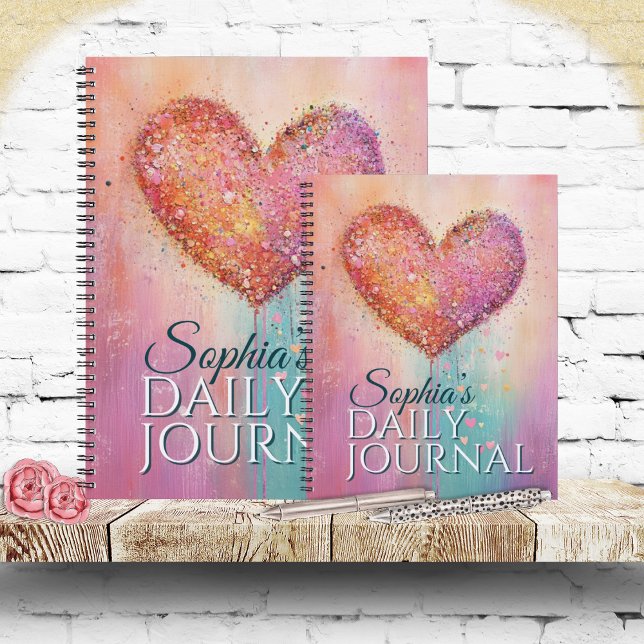 Sparking Watercolor Heart For Every Thought Notizbuch (Sparkling watercolor heart journal celebrating daily thoughts, inspiring personal stationery.)