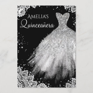 Sparkkleid White Black Lace Quinceanera Einladung