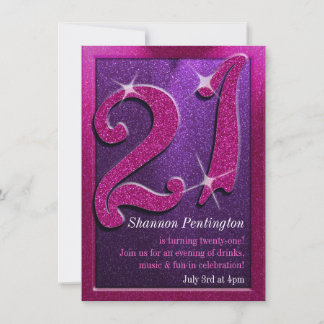 Sparkle 21. Rosa und Lila Einladungen zum Geburtst