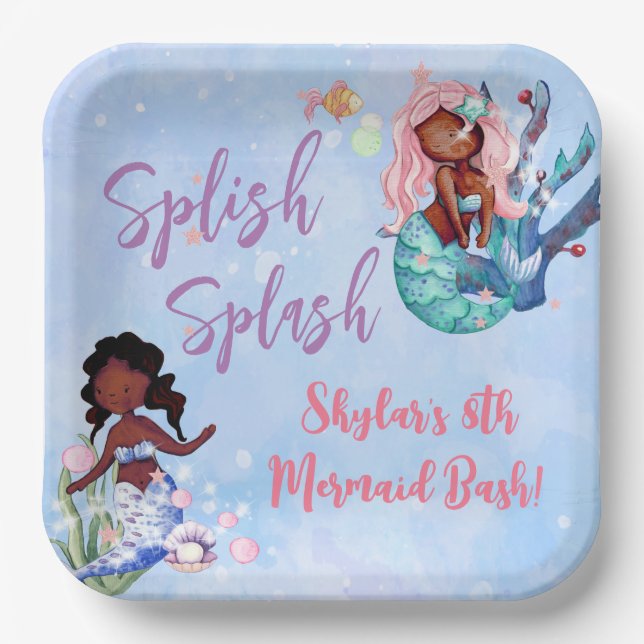 Sparkle American Mermaid Bash Birthday Pappteller (Vorderseite)