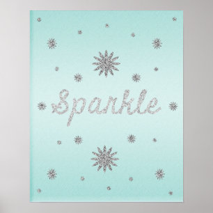 Sparkle Aqua mit Silver Glitzer Poster