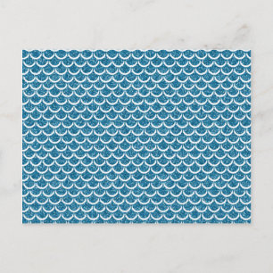Sparkle Aquamarin Blue Mermaid Scales Fishtail Fan Postkarte