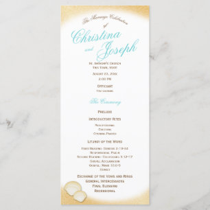 Sparkle Beach Golden Seashell Wedding Program Programm