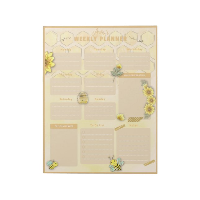 Sparkle Bee Weekly Planner Notizblock (Rotiert)