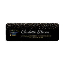 Sparkle Black and Gold Abschluss Rücksendeadresse