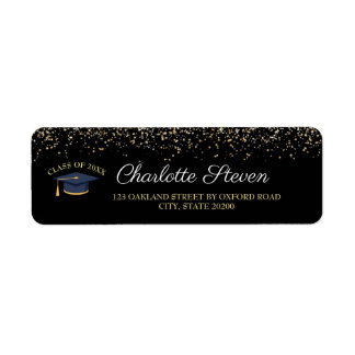 Sparkle Black and Gold Abschluss Rücksendeadresse