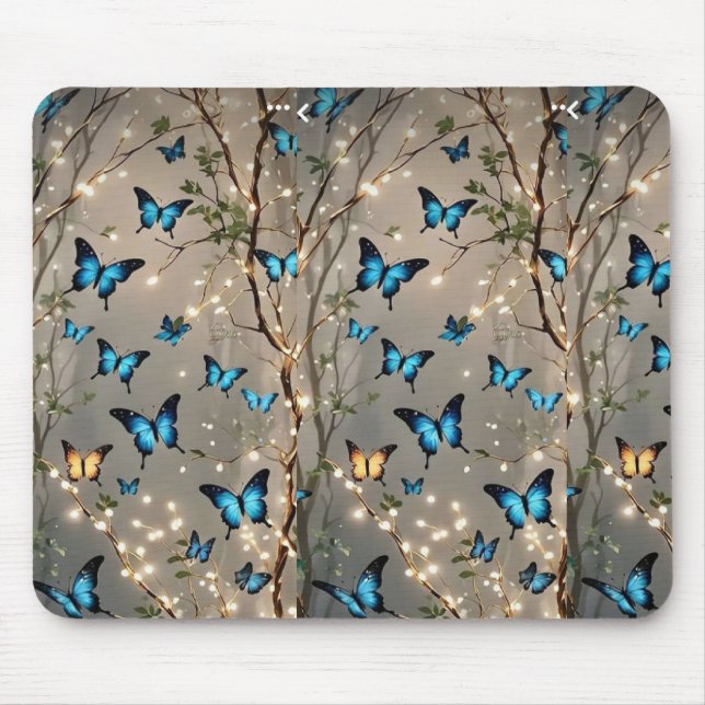 SPARKLE BLAUE BUTER Fliege auf Mousepad (Vorne)