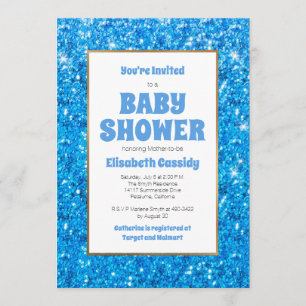 Sparkle Blue Glitzer Baby Dusche Einladung