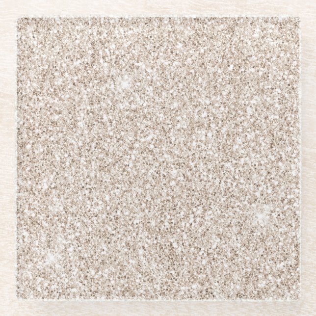 Sparkle Blush Cream Glitz Glitzer Glasuntersetzer (Vorderseite)