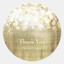 Sparkle Bright Lights Rustic Gold Gefallen Runder Aufkleber