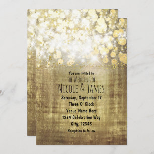 Sparkle Bright Lights Rustic Gold Glam Einladungen