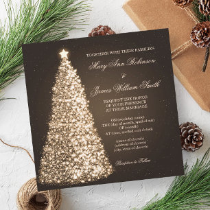 Sparkle Christmas Gold Einladung