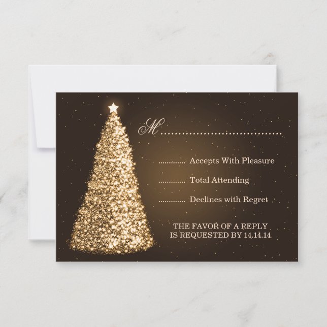 Sparkle Christmas RSVP Gold Karte (Vorderseite)