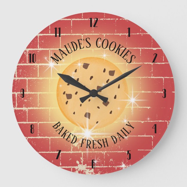 Sparkle Cookie Brick Personalized Baking Kitchen Große Wanduhr (Vorderseite)