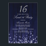 Sparkle Diamond Blue Silver Sweet 16 Einladung<br><div class="desc">Elegantes blaues rustikales Holzdesign mit funkelnden Diamanten und Glitzer 16. Mehr Farben gibt es im Little Bayleigh Store!</div>