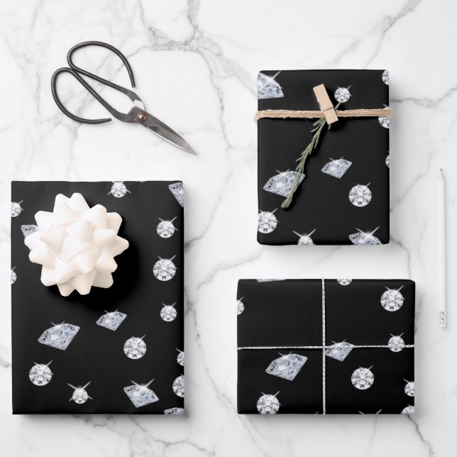 Sparkle Diamonds Geschenkpapier Set (Vorderseite)