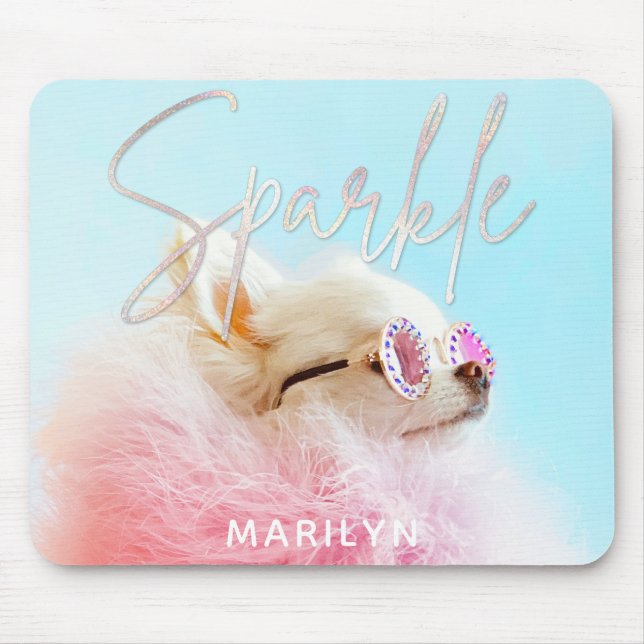 Sparkle Die Tiny Chi | Hund Lover Personalisiert G Mousepad (Vorne)