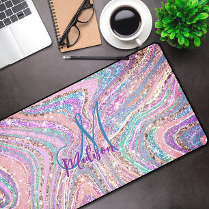 Sparkle Einicorn-Regenbogen, gürtelig marmorierte  Schreibtischunterlage