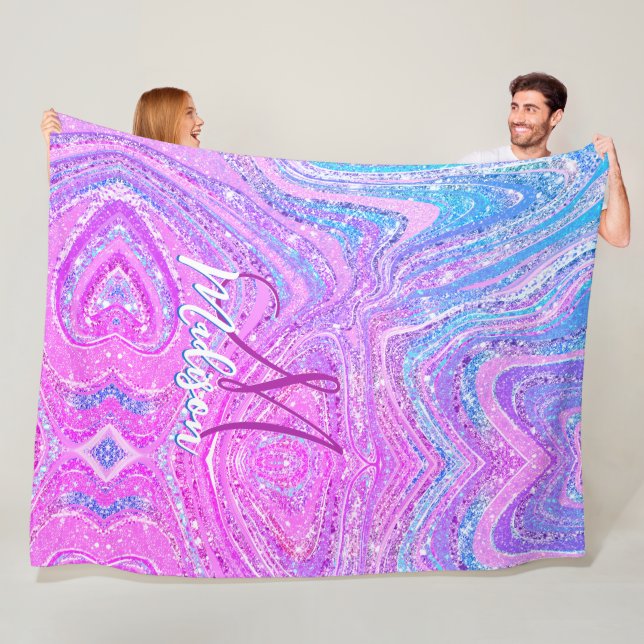 Sparkle Einicorn-Regenbogen, gürtelige Marmorkunst Fleecedecke (Beispiel)